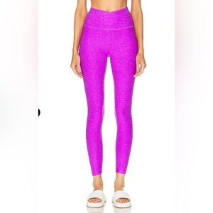 Beyond Yoga Spacedye Midi Leggings, Vivid Plum Heather - Size Large